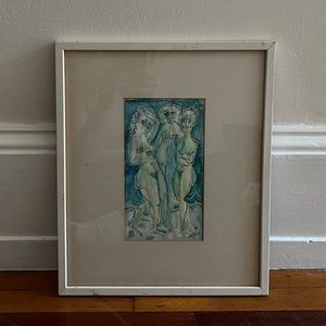 Vintage Mermaid Watercolor Painting